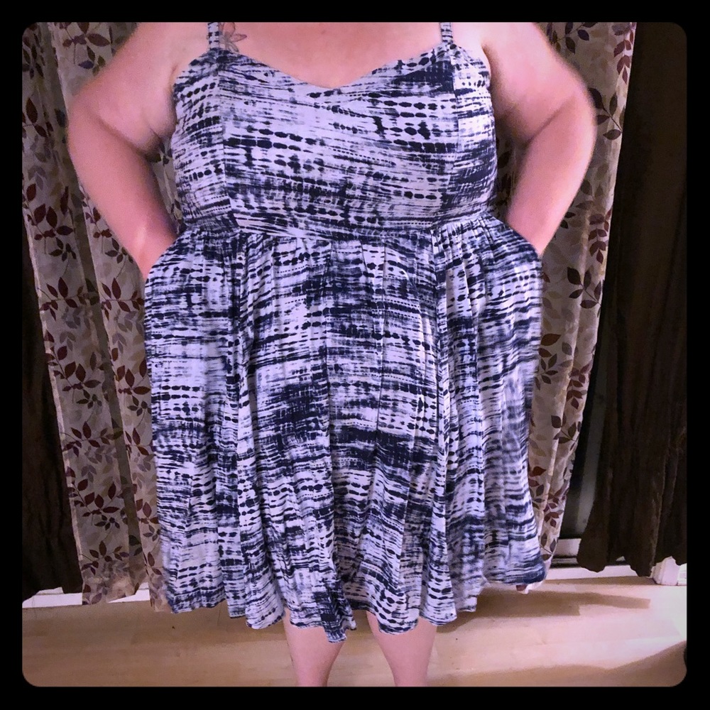 Torrid BLUE TIE-DYE CHALLIS HI-LO SKATER DRESS